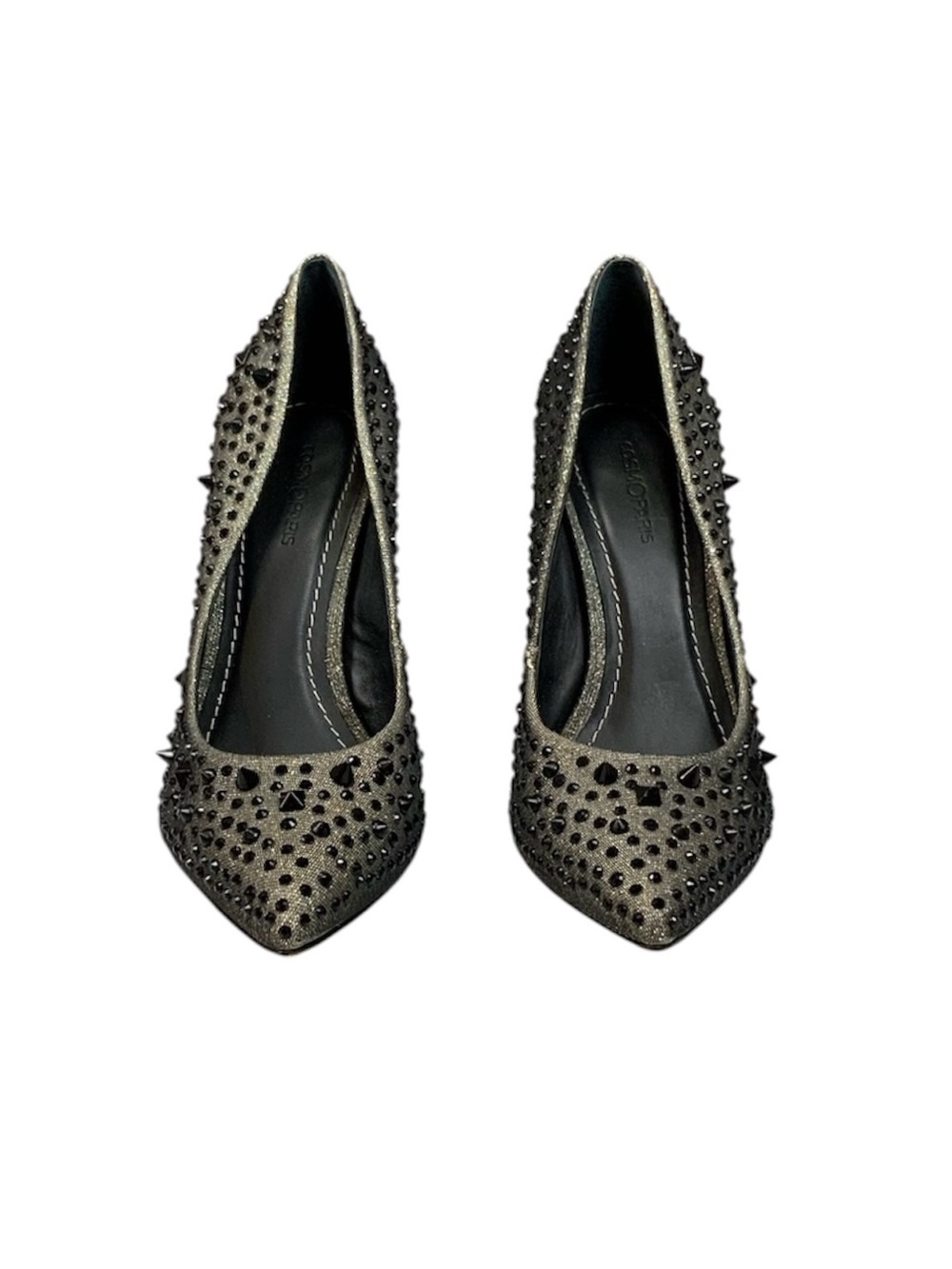 CosmoParis Women’s Gray/Black Studded Heels